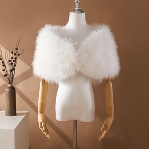 Elegant White Faux Fur Shawl
